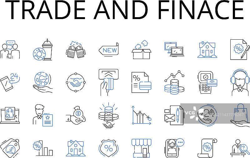 贸易金融线性图标商业合集图片素材