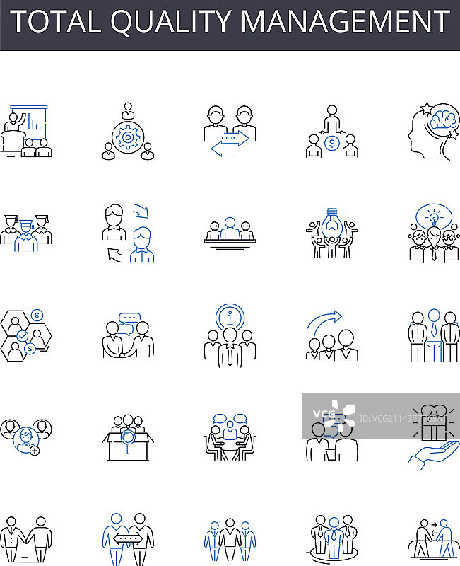 全面质量管理线性图标合集图片素材