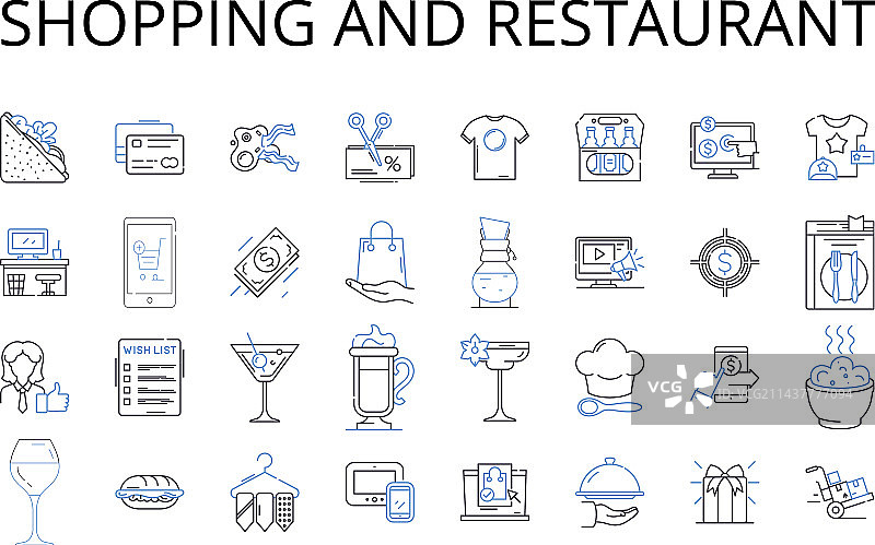 购物和餐饮线性图标合集图片素材