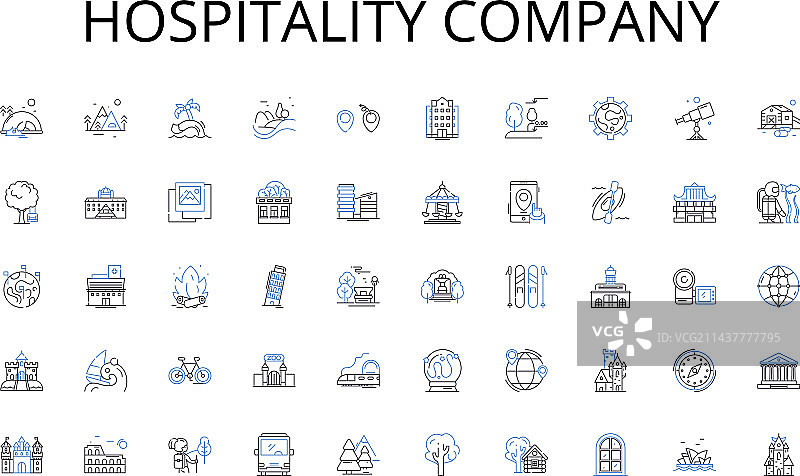 酒店服务公司线性图标合集图片素材