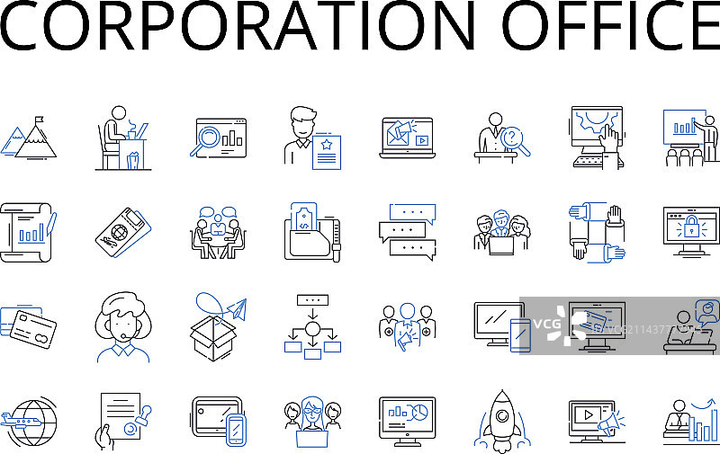 企业办公室系列线性图标图片素材