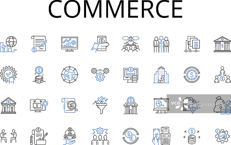 商业线性图标合集：商业贸易图片素材