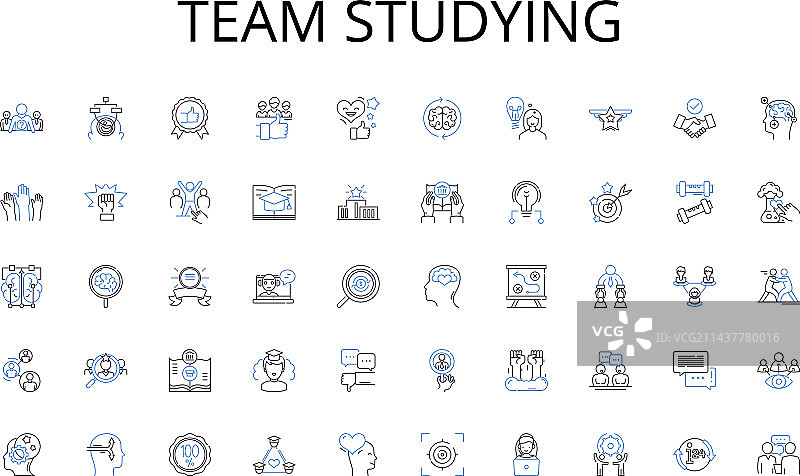 团队学习线性图标集教育图片素材