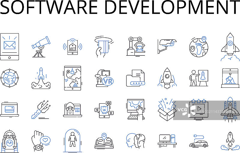 软件开发线性图标合集图片素材