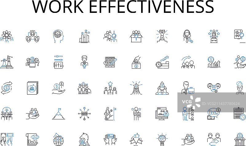 工作效率线性图标合集图片素材
