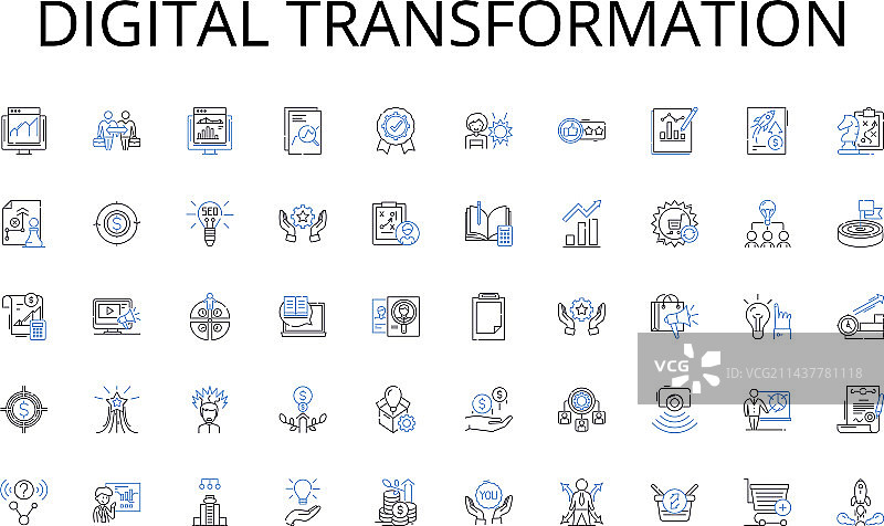 数字化转型线性图标合集图片素材