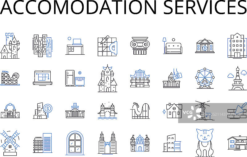 住宿服务线性图标合集图片素材