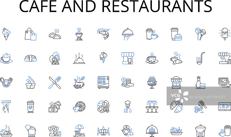 咖啡馆和餐厅线性图标合集图片素材