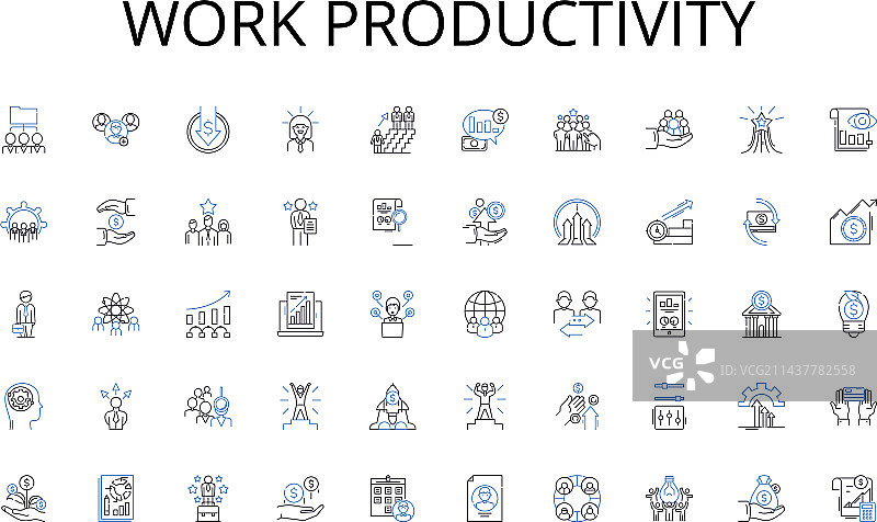 工作效率线性图标集图片素材