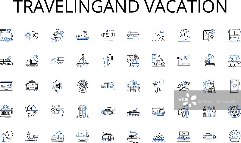 旅行和度假线性图标合集图片素材