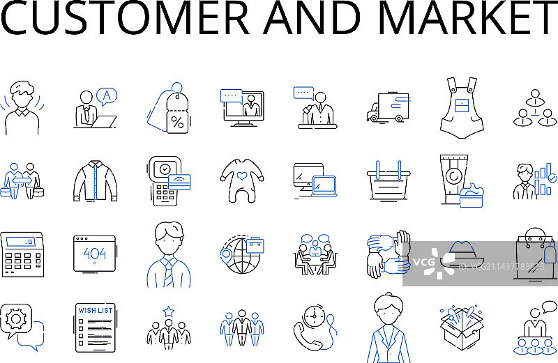 顾客与市场营销线性图标合集图片素材