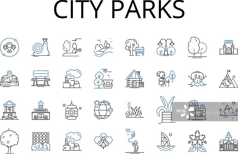城市公园线性图标合集：城市花园图片素材