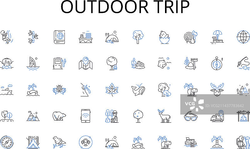户外旅行线性图标合集图片素材