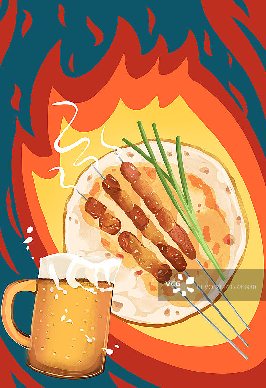淄博烧烤和啤酒图片素材