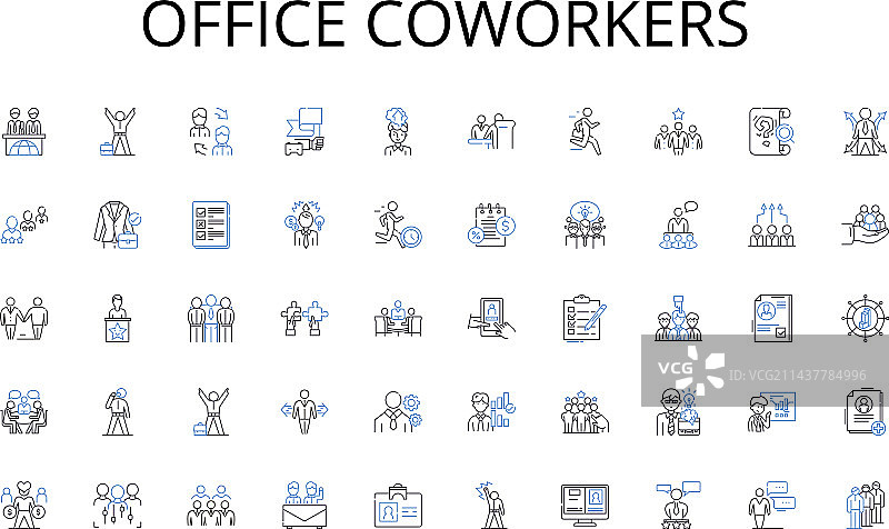 办公室同事线性图标合集图片素材