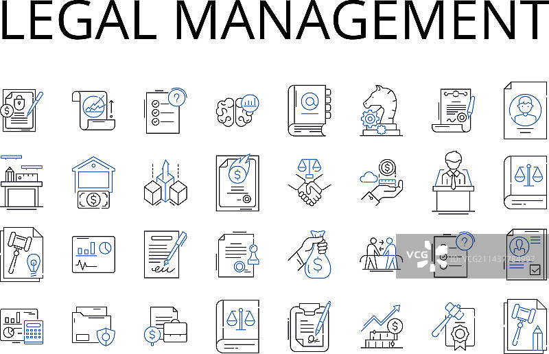 医疗法律管理线条图标合集图片素材