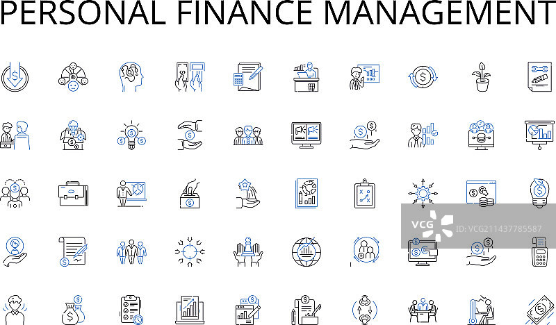 个人财务管理线性图标合集图片素材