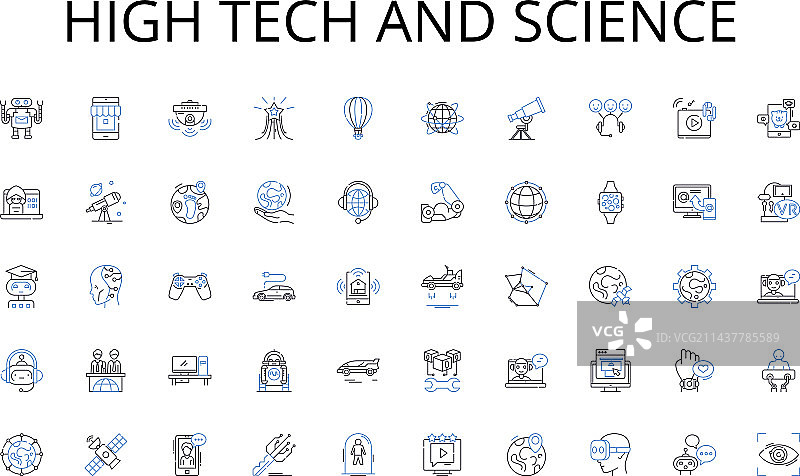 高科技和科学线性图标合集图片素材