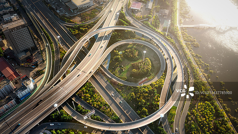 城市高架道路鸟瞰图图片素材