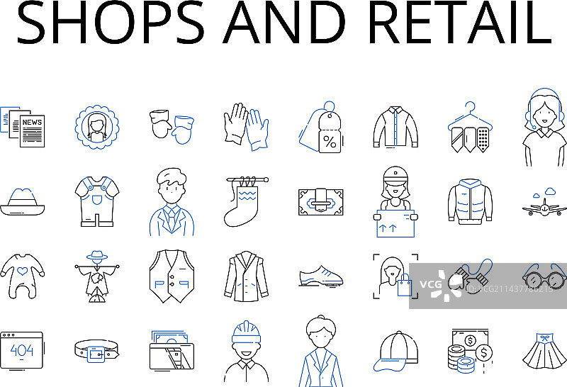 商店和零售线条图标精品店系列图片素材