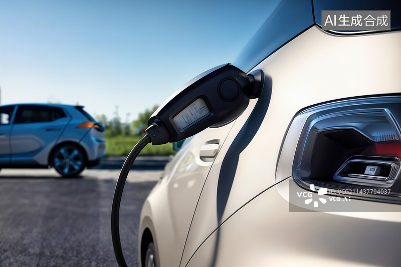 【AI数字艺术】新能源概念车充电场景图片素材