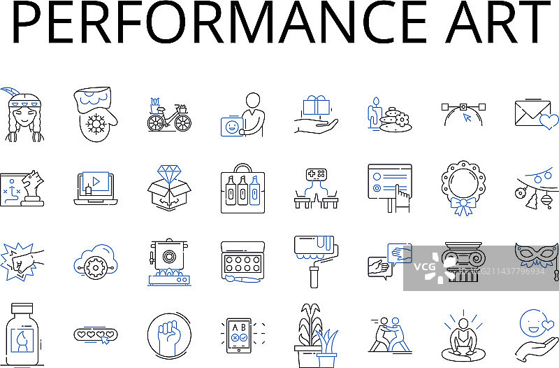 行为艺术线性图标合集视觉艺术图片素材