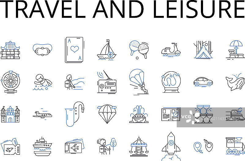 旅游休闲线性图标合集图片素材