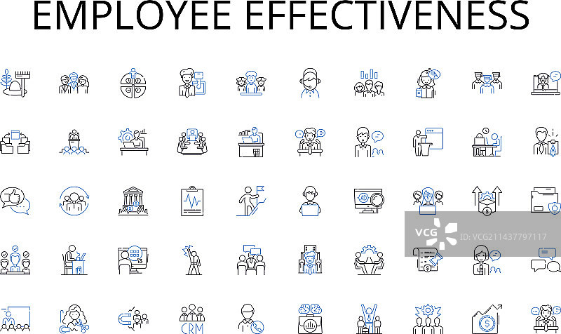 员工效率线性图标合集图片素材