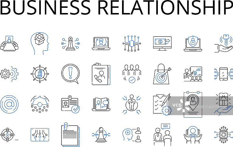 商业关系线性图标合集图片素材