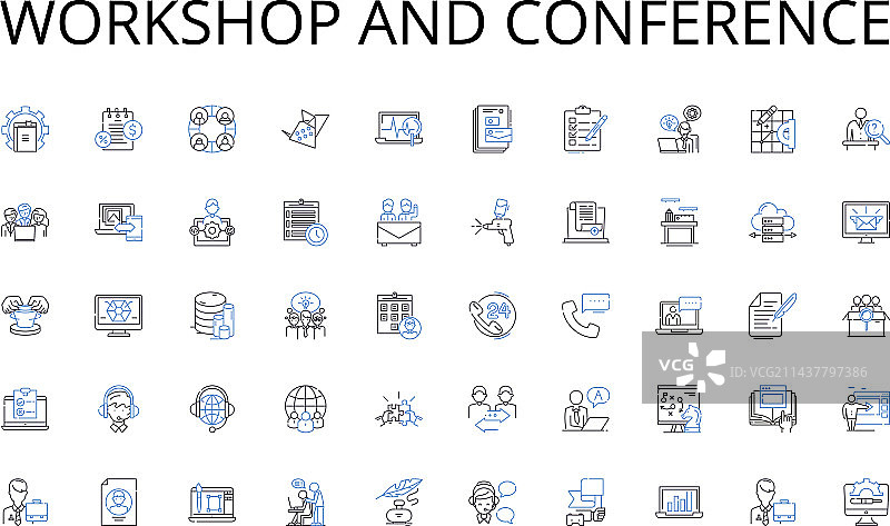 研讨会和会议线性图标合集图片素材