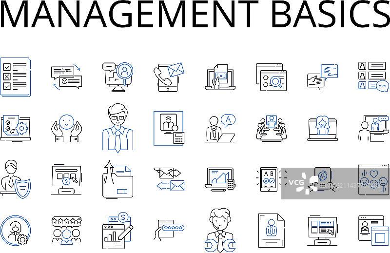 财务管理基础线性图标集合图片素材