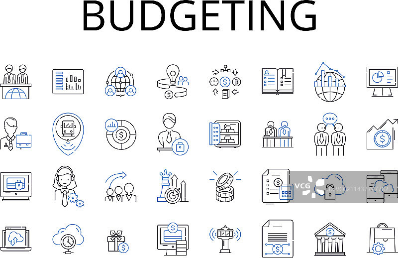 预算规划线性图标合集图片素材