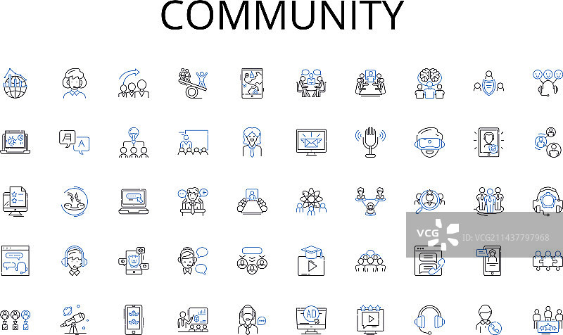 社区关怀庇护所线条图标合集图片素材