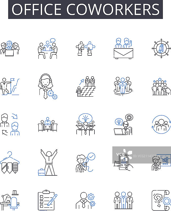 办公室同事线性图标合集：检查图片素材