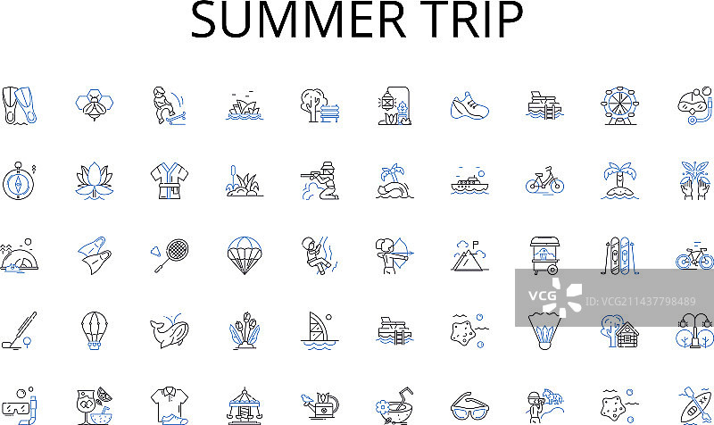 夏季旅行线性图标促销合集图片素材