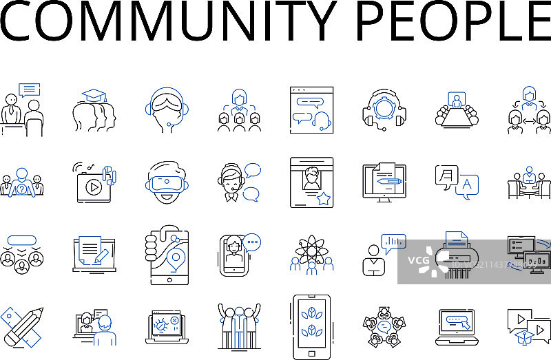 社区人群线性图标合集图片素材