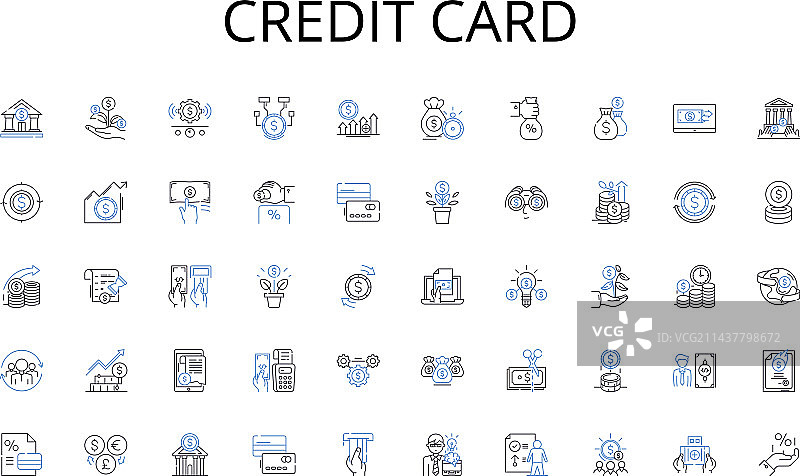 信用卡线条图标合集可持续性图片素材