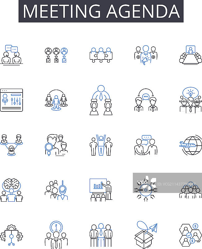 会议议程线性图标集合图片素材