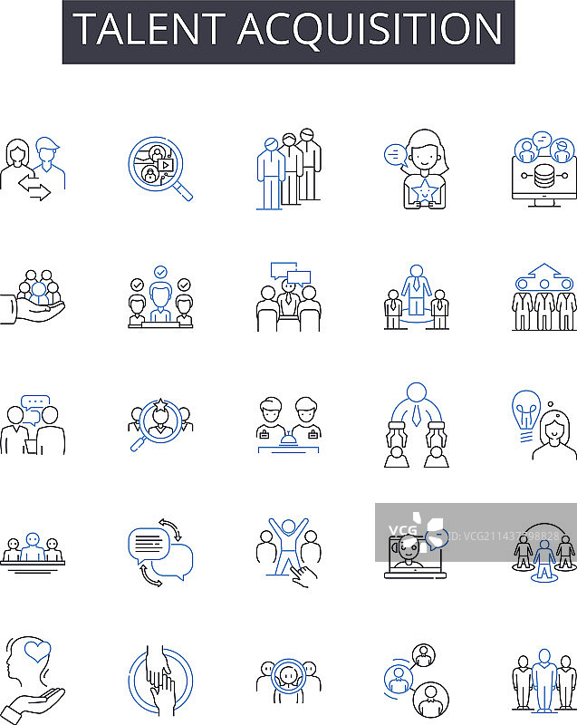 人才招聘线性图标合集图片素材