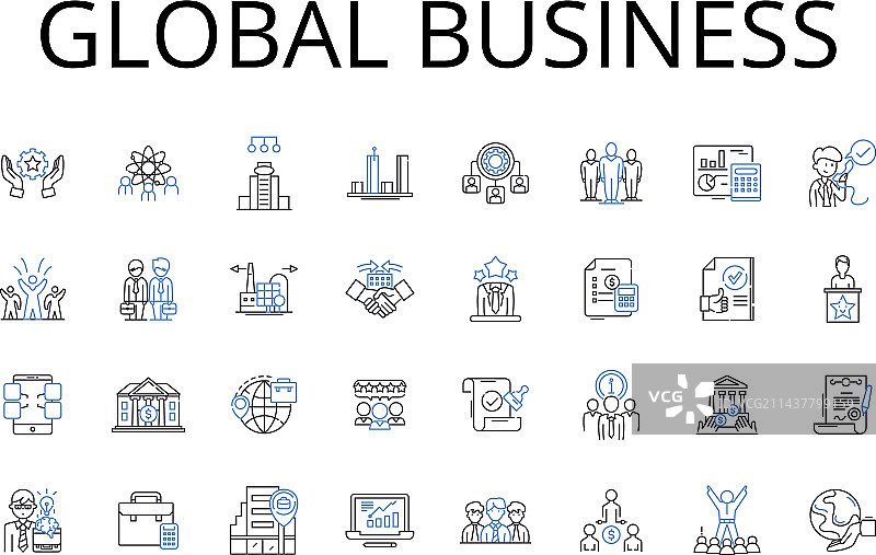 全球商务线性图标合集图片素材