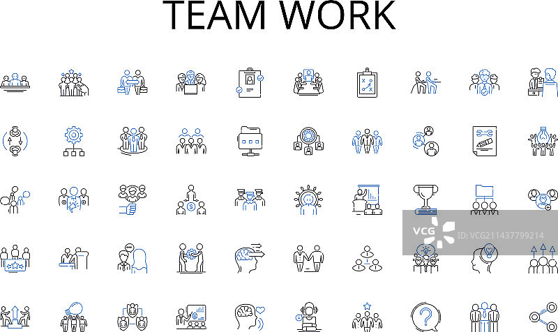 团队合作线性图标合集图片素材