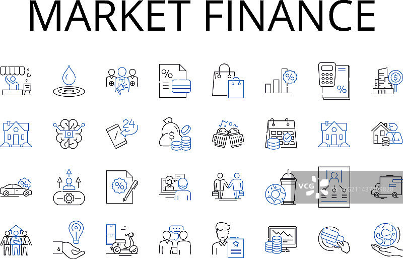 市场金融线条图标集合图片素材