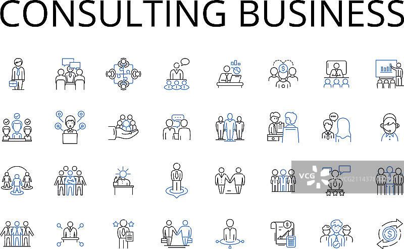 咨询业务线性图标合集图片素材