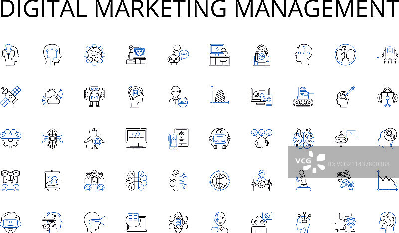 数字营销管理线性图标合集图片素材