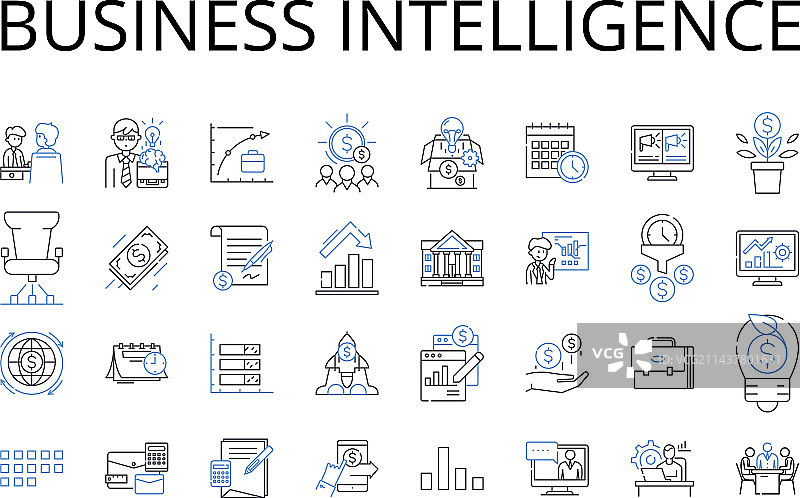 商业智能线性图标合集图片素材