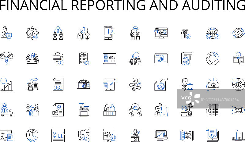 金融报告和审计线性图标图片素材