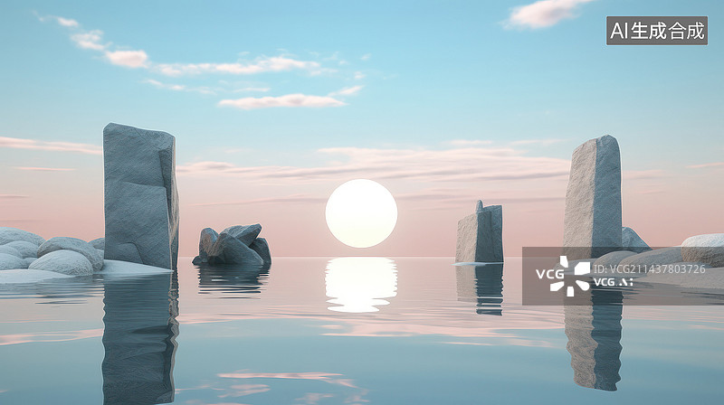 【AI数字艺术】海边的平静图片素材