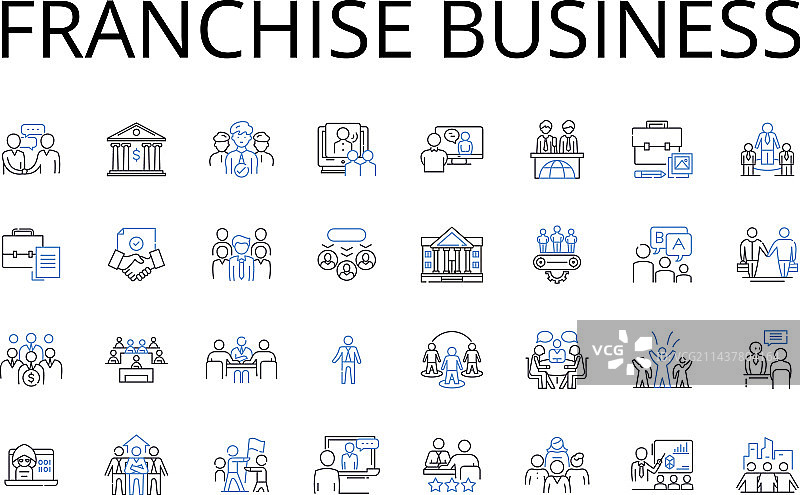 特许经营业务线性图标合集图片素材
