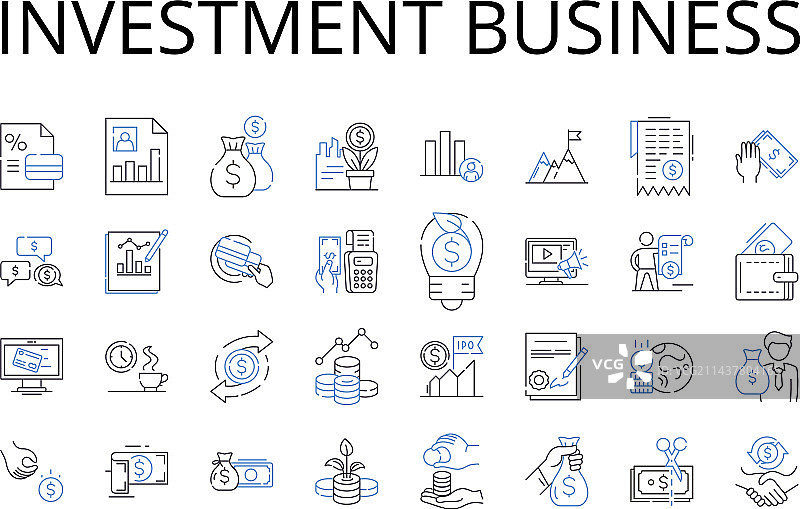 投资业务线性图标金融合集图片素材