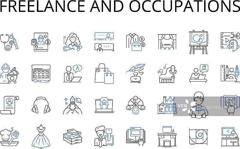 自由职业与职业线条图标合集图片素材